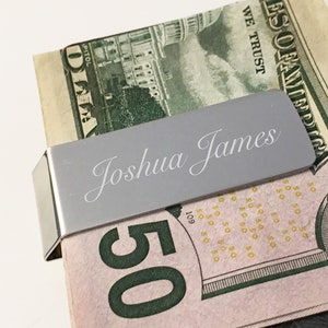 Silver Tone Personalized Money Clip - Contemporary and Sleek Money Clip - Custom Groomsman Gift - Personalized Money Clip for Best Man
