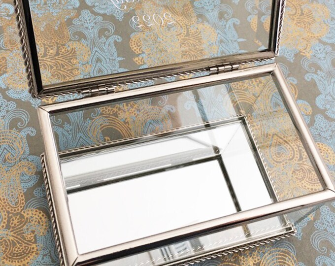Glass Rectangular Jewelry Box Personalized Glass Jewelry Box Bridal