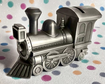 Personalized Pewter Train Bank - Engraved Train Bank - Baby Shower Gift - Ring Bearer Gift - Gift for Young Boy - Coin Bank - New Born Gift