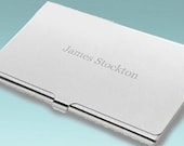 Personalized Silver Contemporary Business Card Holder - It's not just business, make it personal with engraving.