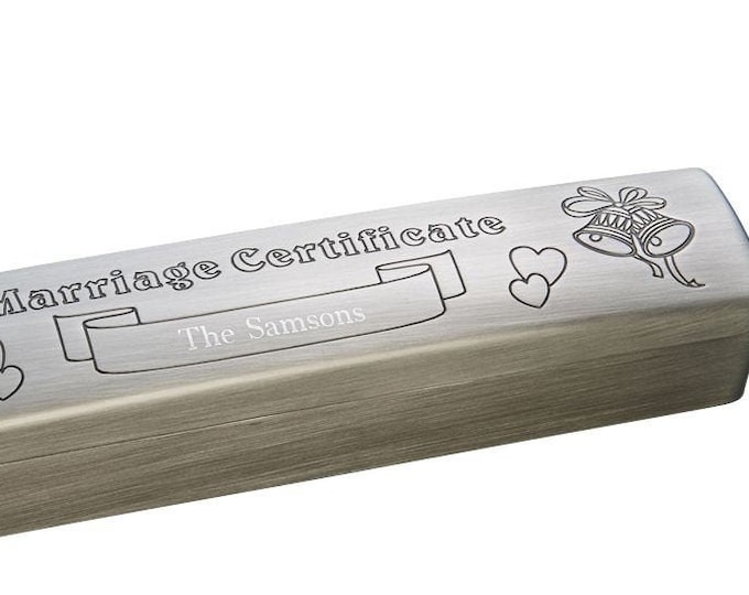 Personalized Wedding Certificate Holder Pewter Finish Etsy