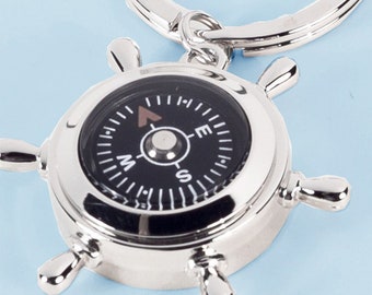 Captains Compass Key Chain - Personalized Travel Gift - Compass Key Chain