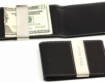 Men's Leather Wallet - Personalized Wallet with Money Clip