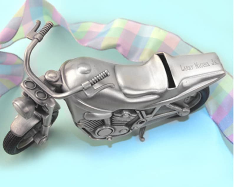 Personalized Motorcycle Coin Bank Engraved Motorcycle ...
