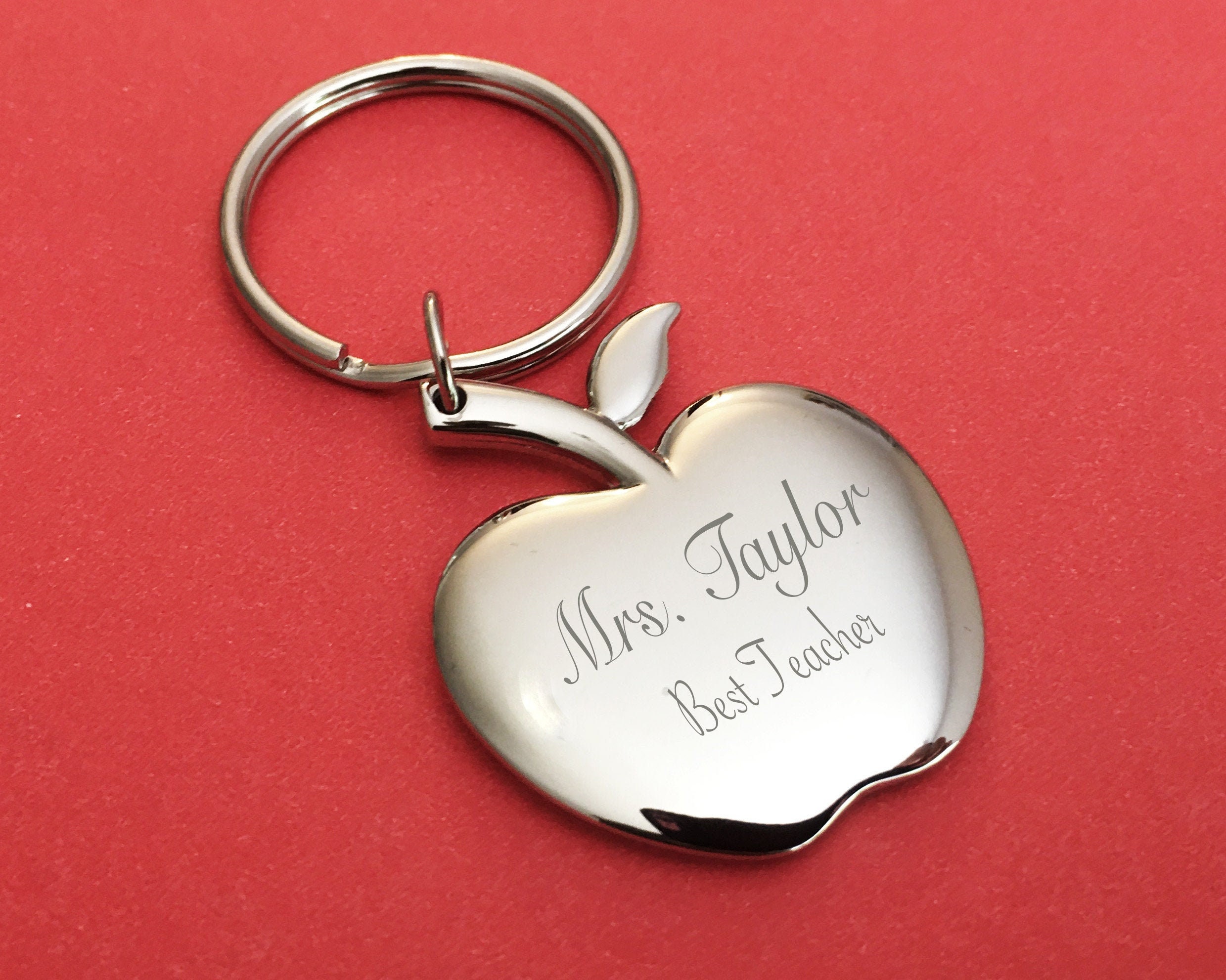 Personalized Apple Key Ring Engraved Key Chain Gift for Etsy