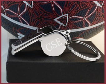 Coaches Whistle - Sports Whistle - Whistle Key Ring - Personalized Whistle - Silver Whistle - Custom Engraved Whistle - Referee Whistle