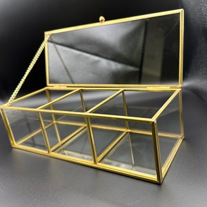 Three Section Glass Rectangular Jewelry Box - Personalized Glass Jewelry Box - Engraved Jewelry Box - Mothers Day Gift -