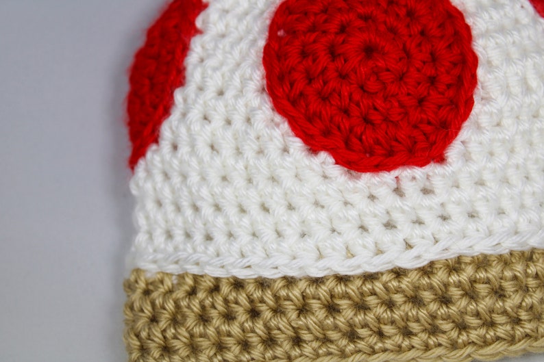 Newborn Child Red Toad Mushroom Mario Hat Handmade Crochet Knit