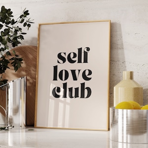 Print | Self Love Club | Instant Printable Art | Digital Download | Retro Wall Art | Trendy Wall Art | Retro Poster, Self Love Club Wall Art