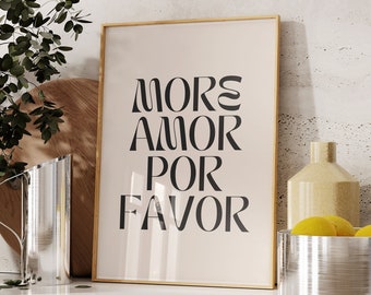More Amor Por Favor Print, Retro Wall Art, Quote Wall Art, Inspirational Print, Typography Print, Printable Wall Art, Digital Download