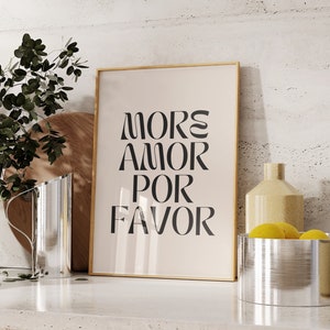 More Amor Por Favor Print, Retro Wall Art, Quote Wall Art, Inspirational Print, Typography Print, Printable Wall Art, Digital Download