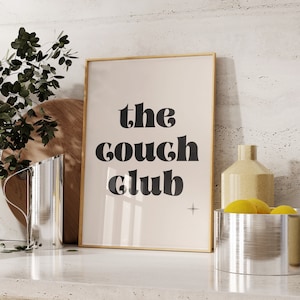The Couch Club, Retro Wall Art, Trendy Wall Art, Digital, Minimalist Art Print, Minimalist Decor, Retro Quote Art Print, Retro Print