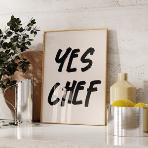 Yes Chef Poster Print, Kitchen Print, Kitchen Art, Kitchen Wall Art, Typography Print, Kitchen Decor, Mid Century Modern