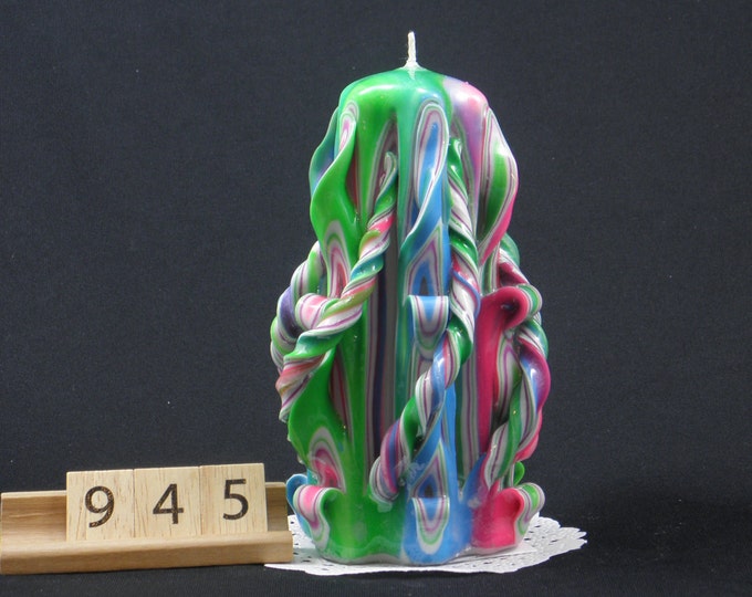 Hand Carved Candle Neon Tie Dye Candle With Side Twist Etsy