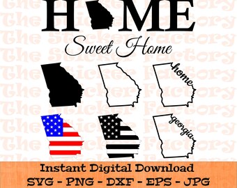 Georgia svg and Home Sweet Home sign - Digital download - SVG, DFX, PNG, Eps, Jpg - Cutting files for Cricut and Printable Wall Art