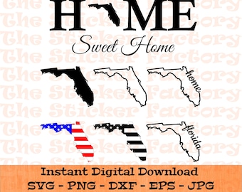 Florida svg and Home Sweet Home sign - Digital download - SVG, DFX, PNG, Eps, Jpg - Cutting files for Cricut and Printable Wall Art