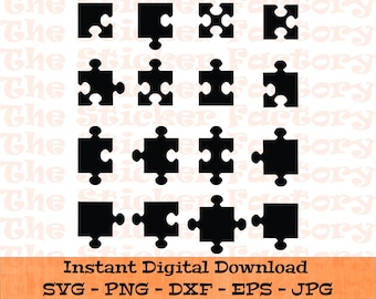 Puzzle Pieces svg – Digital Download - SVG, DFX, PNG, Eps, Jpg included - Cutting Files for Cricut, Autism awareness Clipart