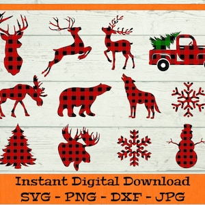Buffalo Plaid SVG Bundle - Digital Download - Christmas Shirt svg, Deer, Moose, Bear, Red Truck, Buffalo Plaid Clipart, Lumberjack Clipart