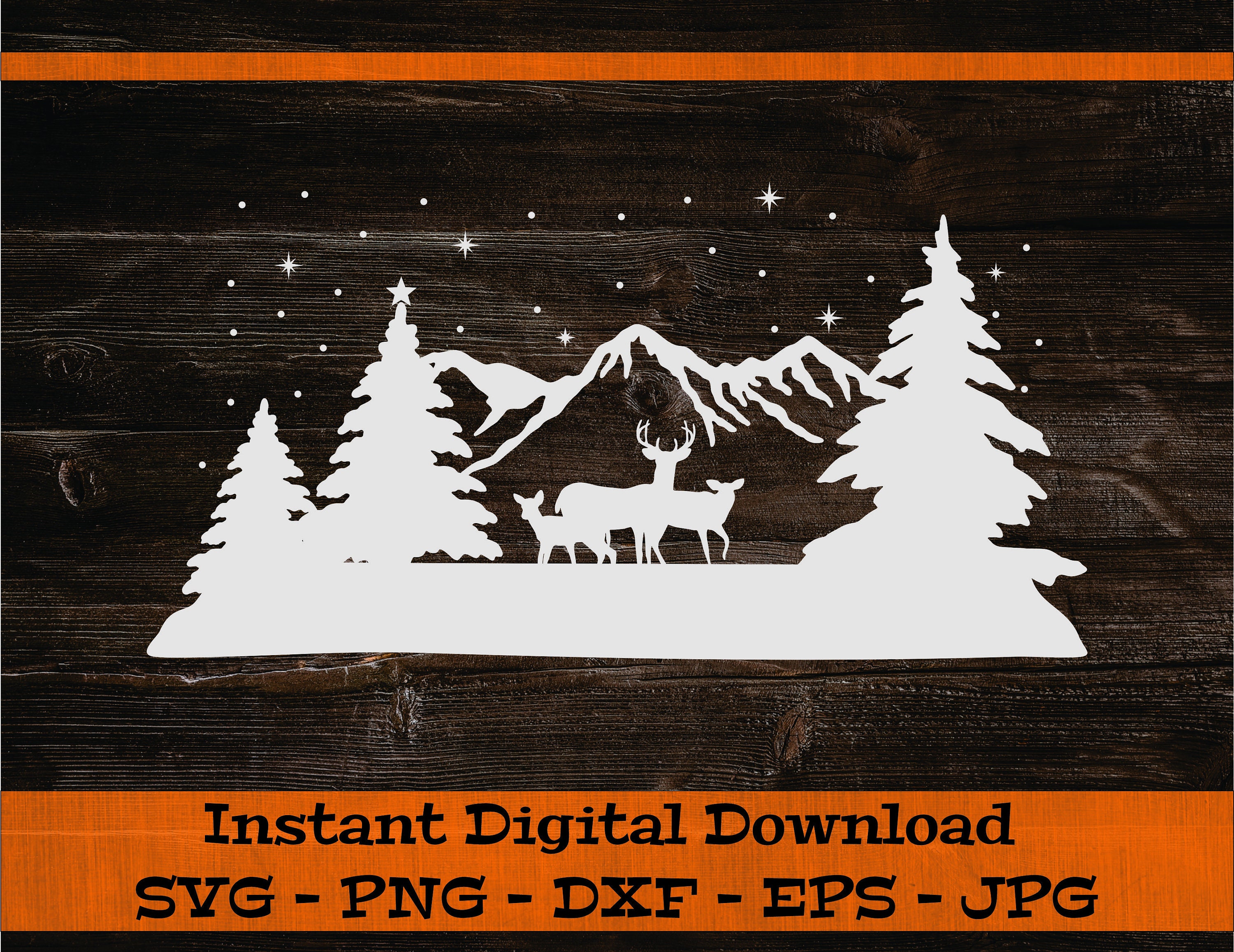 Winter Scene SVG - Digital Download - Deer Family Svg, Christmas Scene ...