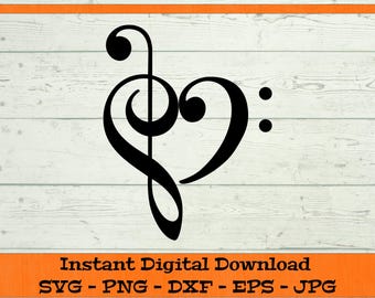 Music Note Heart svg – Digital Download – SVG, DFX, PNG, Eps, Jpg included - Musical Heart svg Cutting files for Cricut, Clip art
