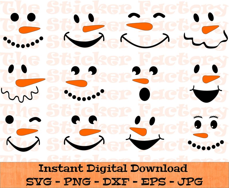 Snowman Face Svg Bundle Digital Download SVG DFX PNG - Etsy