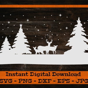 Winter Motiv SVG - Digital Download - Hirsch Familie SVG, Weihnachten SVG, Schnee svg, Plotterdatei Für Cricut svg dxf png eps jpg