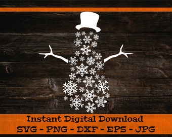 Snowman Made of Snowflakes SVG, Digital Download, Snowman Cut File for Cricut, Snowman Clipart for printable Christmas Décor, Snowman Shirt