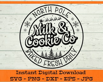 Nordpol Milch & Keks Co SVG - digitaler Download - Weihnachten Shirt PNG, Xmas Zeichen Geschenk, Clipart-Datei für Cricut svg dxf png eps jpg