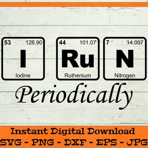 Ik voer periodiek uit SVG - digitale download - grappig wetenschapsshirt, periodiek systeem, scheikundeelementen, clipart voor Cricut dxf png eps jpg