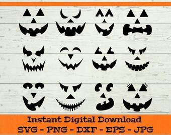 Pumpkin Face SVG Bundle – Digital Download – Cutting Files for Cricut, Pumpkin Clipart, Jack O Lantern svg - SVG, DFX, Png, Eps, Jpg