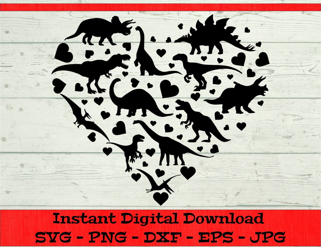 Dinosaur Heart SVG T-rex Valentine Digital Download Boys - Etsy
