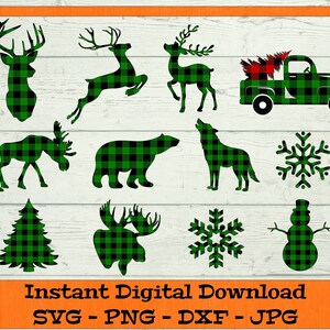 Buffalo Plaid SVG Bundle - Digital Download - Christmas Shirt svg, Deer, Moose, Bear, Red Truck, Buffalo Plaid Clipart, Lumberjack Clipart