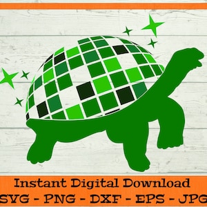 Discokugel Schildkröte SVG - digitaler Download - Retro Discokugel Schildkröte, Schildkröte, Spiegelkugel Clipart für Cricut svg dxf png eps jpg