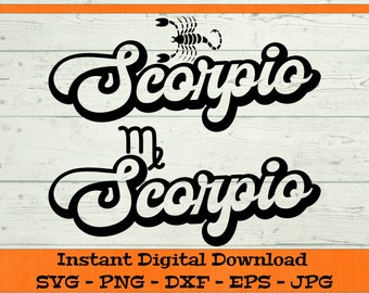 Scorpio Retro Bundle SVG - Digital Download - Zodiac Sign Shirt PNG, Astrology Birthday Gift Astrological Clipart for Cricut dxf png eps jpg