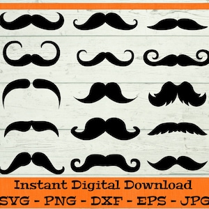 Mustache SVG Bundle - Digital Download - Mustache clipart, Cinco de mayo SVG, Moustache Clipart for cut machines - svg dxf png eps jpg