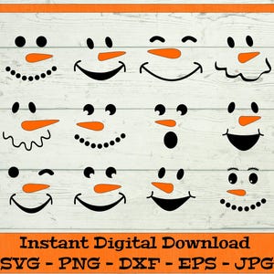 Snowman Face svg Bundle – Digital Download – SVG, DFX, PNG, Eps, Jpg - Cutting Files for Cricut, Snowman Clipart, Snowman Faces svg