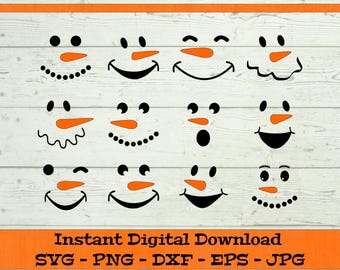 Snowman Face svg Bundle – Digital Download – SVG, DFX, PNG, Eps, Jpg - Cutting Files for Cricut, Snowman Clipart, Snowman Faces svg