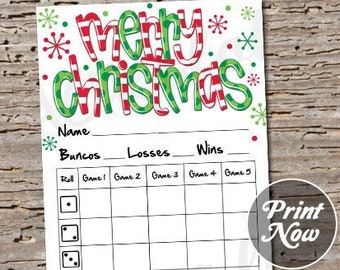 Christmas bunco score card, score sheet, Fun bunko party, scorecard, bunco theme group, printable template, instant digital download