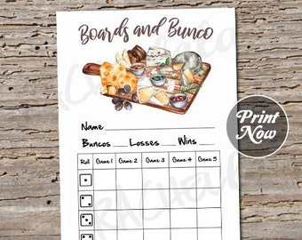 Charcuterie bunco score card, Boards and bunco, Fall score sheet, Winter, Spring scorecard, Summer, printable template, instant download