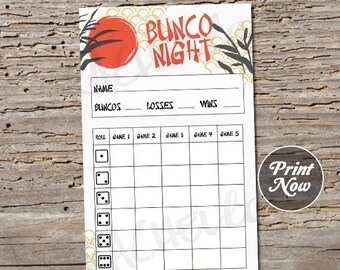 Chinese new year Bunco score card, Score sheet, Bunko party, Scorecard, Winter group, Spring, Printable template, Instant digital download