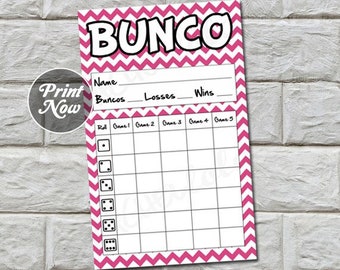 Purple chevron bunco score card, score sheet, bunko summer party, spring theme scorecard group, printable template, instant digital download