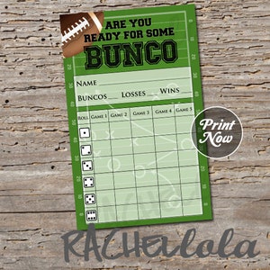Football Bunco score card sheet, Fall bunko party, Scorecard, Super bowl, Sports Men, Coed Women, College NFL, Printable, Instant download