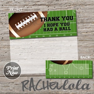 Football birthday, printable party favor bag topper or goodie bag label, thank you gift, sports team end of season, instant digital download image 1