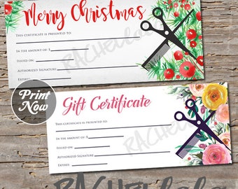 editable custom floral hair salon gift certificate printable etsy printable hair salon gift certificates