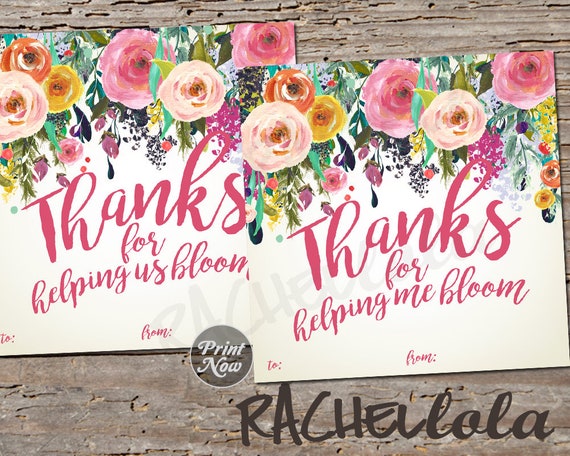 Printable instructor appreciation reward template, Floral because of photo regarding Thanks for Helping Me Bloom Printable titled Printable instructor appreciation reward template, Floral due