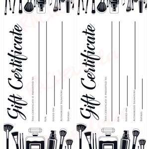 Makeup, Gift Certificate Printable Fillable Template, Christmas, Coupon ...