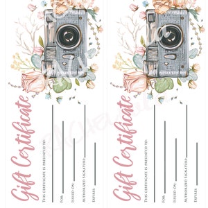 Printable Photography Gift Certificate Template, Photo Session Voucher ...