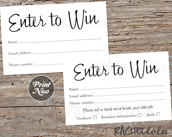 Raffle ticket template, Printable enter to win, Entry form, Door prize giveaway, Essential oil, Event, Party, Business, Instant, Sales Il_570xn