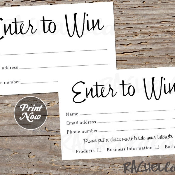 Raffle ticket template, Printable enter to win, Entry form, Door prize giveaway, Essential oil, Event, Party, Business, Instant, Sales