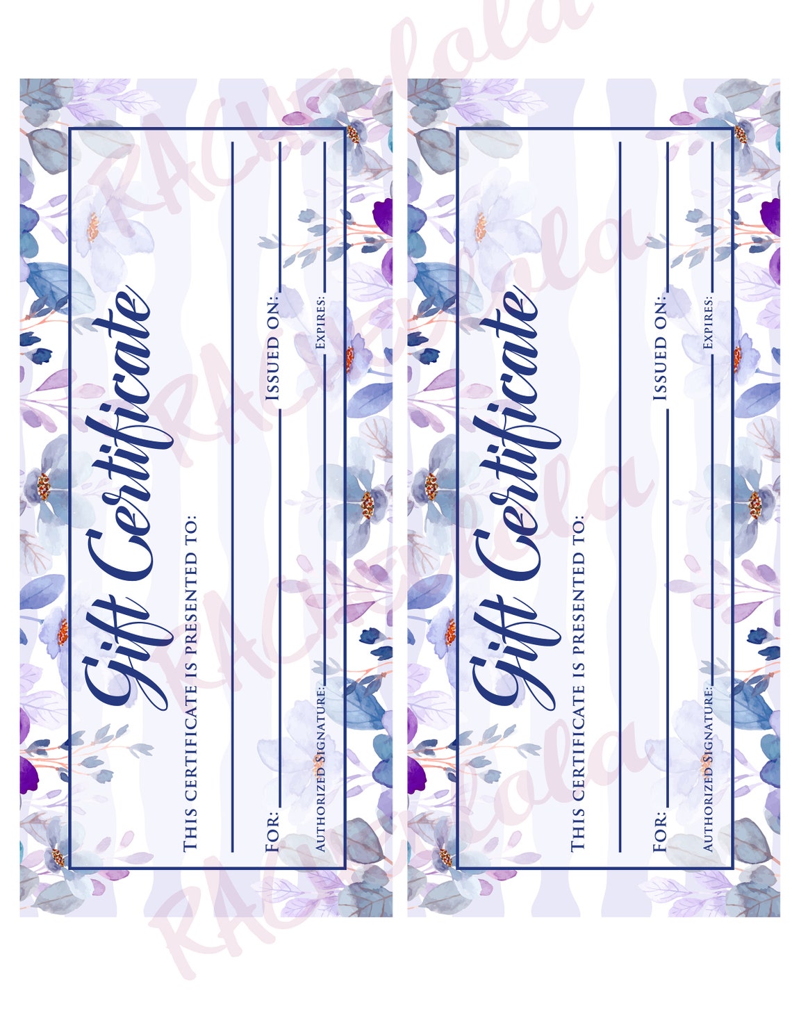 Printable Gift Certificate Fillable Template Photography - Etsy